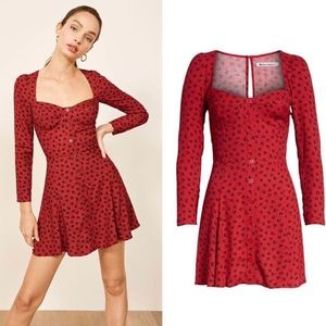 Reformation Milla Tamara Fit & Flare mini dress.